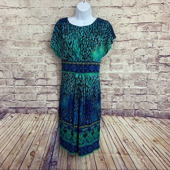 Jones New York Animal Floral Print Short Sleeve Dress - Picture 1 of 12